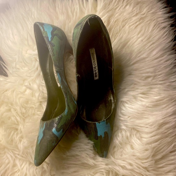 Manolo Blahnik Heel Military Green Camouflage - Picture 2 of 4